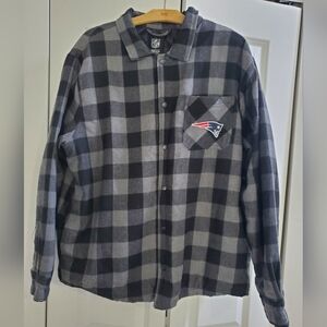 NFL Team Apparel NE Patriots Quilted Flannel Shacket w/ Logo Men's Size XL